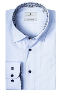 Thomas Maine Bergamo Hidden Button Down 2Ply Fine Twill by Albini Overhemd Blauw-Midden Navy