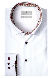 Thomas Maine Bergamo Hidden Button Down 2Ply Fine Twill by Albini Overhemd Wit-Rood