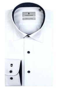 Thomas Maine Bergamo Hidden Button Down Twill Contrast Shirt White-Navy