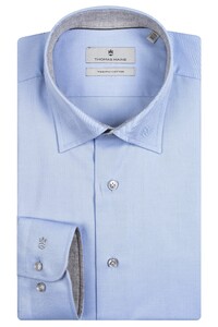 Thomas Maine Bergamo Hidden Button Down Twill Contrast Uni Overhemd Lichtblauw-Grijs
