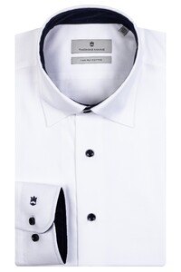 Thomas Maine Bergamo Hidden Button Down Twill Contrast Uni Overhemd Navy-Wit