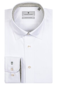 Thomas Maine Bergamo Hidden Button Down Twill Contrast Uni Overhemd Wit-Lichtgroen