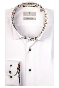 Thomas Maine Bergamo Hidden Button Down Two Ply Fine Twill Shirt White-Dark Green