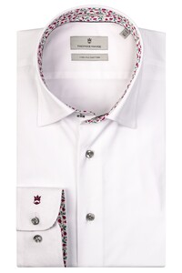 Thomas Maine Bergamo Hidden Button Down Two Ply Fine Twill Shirt White-Pink