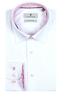 Thomas Maine Bergamo Hidden Button Down Two Ply Twill Contrast Overhemd Wit-Roze