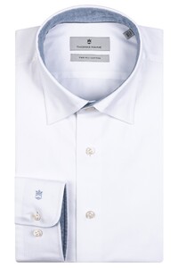 Thomas Maine Bergamo Hidden Button Down Two Ply Twill Contrast Shirt White-Blue