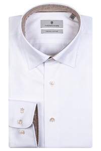 Thomas Maine Bergamo Hidden Button Down Two Ply Twill Contrast Shirt White-Grey