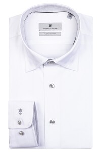 Thomas Maine Bergamo Hidden Button Down Two Ply Twill Contrast Shirt White-Light Grey