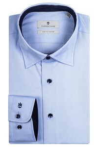 Thomas Maine Bergamo Hidden Button Down Two Ply Twill Subtle Contrast Overhemd Blauw-Navy
