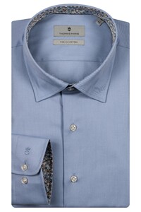 Thomas Maine Bergamo Hidden Button-Down Two-Ply Twill Subtle Floral Contrast Shirt Blue-Navy