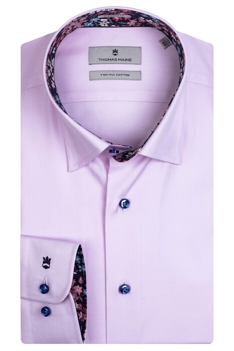 Thomas Maine Bergamo Hidden Button Down Two Ply Twill Uni Bold Contrast Shirt Pink
