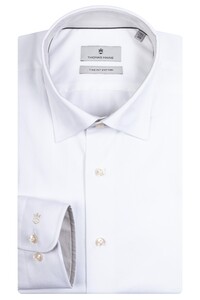 Thomas Maine Bergamo Subtle Contrast Two-Ply Twill Hidden Button Down Overhemd Wit