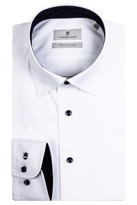 Thomas Maine Bergamo Two-Ply Twill Contrast Hidden Button Down Overhemd Wit