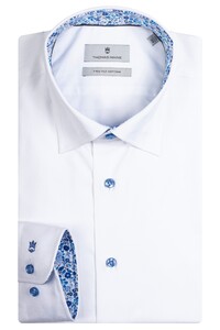 Thomas Maine Bergamo Two-Ply Twill Subtle Floral Contrast Shirt White