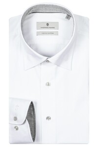 Thomas Maine Bergamo Two Ply Twill Uni Color Contrast Hidden Button-Down Shirt White-Grey