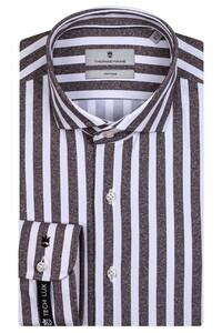 Thomas Maine Bold Stripe Tech Lux Overhemd Bruin