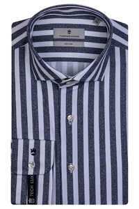 Thomas Maine Bold Stripe Tech Lux Shirt Navy
