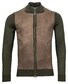 Thomas Maine Bomber Suede and Knitted Fabric Vest Dark Olive