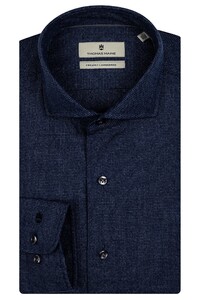 Thomas Maine Brushed Pied de Poule Overhemd Navy