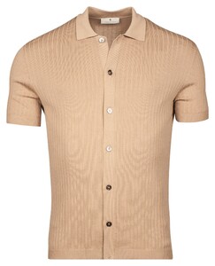 Thomas Maine Button Cardigan Shirt Half Milano Knit Rib On Face Vest Beige