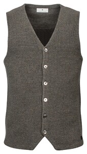 Thomas Maine Buttons Front Double Layer Structure Knit Gilet Midden Groen
