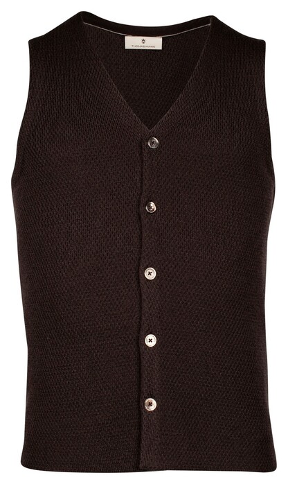 Thomas Maine Buttons Front Double Layer Structure Knit Waistcoat Brown