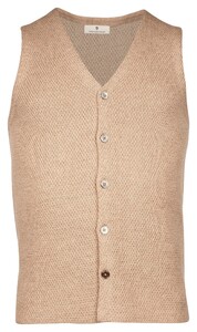 Thomas Maine Buttons Front Double Layer Structure Knit Waistcoat Light Beige Melange