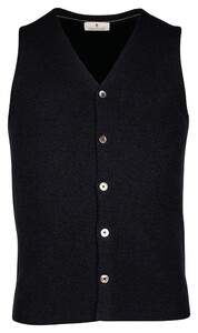 Thomas Maine Buttons Front Double Layer Structure Knit Waistcoat Navy