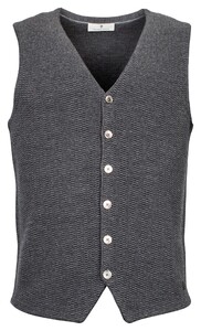 Thomas Maine Buttons Front Structure Knit Back Milano Knit Gilet Antraciet