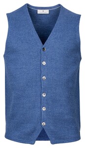 Thomas Maine Buttons Front Structure Knit Gilet Midden Blauw