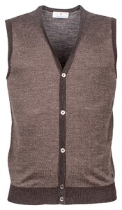 Thomas Maine Buttons Single Knit Herringbone Jacquard Gilet Donker Bruin