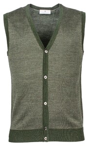 Thomas Maine Buttons Single Knit Herringbone Jacquard Gilet Donker Groen
