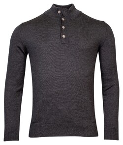 Thomas Maine Buttons Single Knit Merino Pullover Anthracite Grey