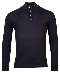 Thomas Maine Buttons Single Knit Merino Pullover Navy
