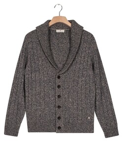 Thomas Maine Cardigan Buttons Shawl Collar Twisted Structure Knit Vest Midden Blauw