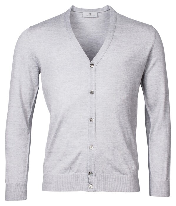 Thomas Maine Cardigan Buttons Single Knit Light Grey