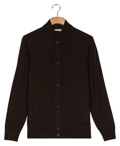Thomas Maine Cardigan Buttons Single Knit Merino Easy Wash Wool Vest Bruin