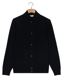 Thomas Maine Cardigan Buttons Single Knit Merino Easy Wash Wool Vest Navy