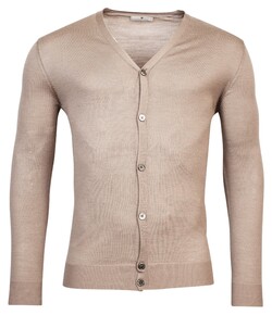 Thomas Maine Cardigan Buttons Single Knit Merino Wool Light Beige