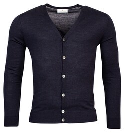 Thomas Maine Cardigan Buttons Single Knit Merino Wool Navy