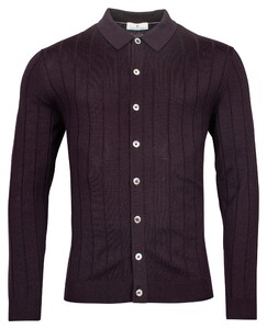 Thomas Maine Cardigan Buttons Single Knit Vest Dark Aubergine