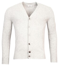 Thomas Maine Cardigan Buttons Single Knit Yak Merino Wool Blend Light Grey