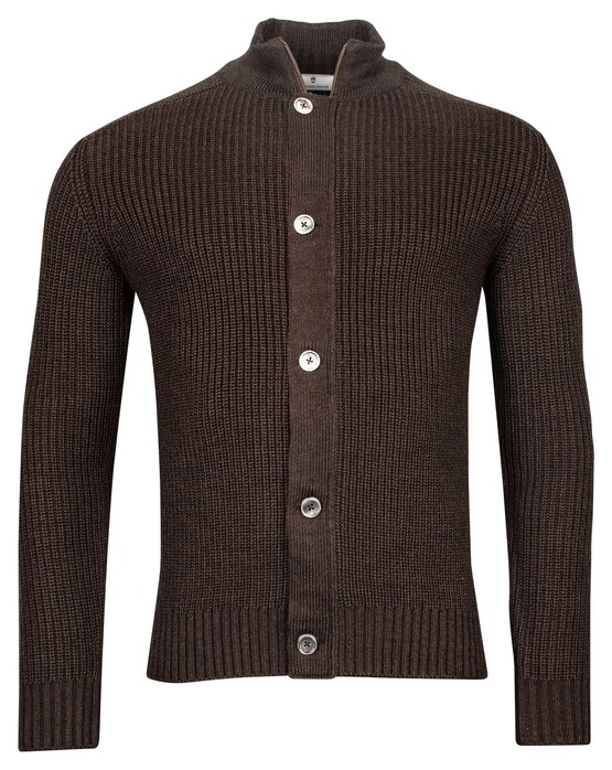 Thomas Maine Cardigan Buttons Structure Chunky Knit Brown