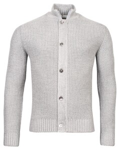 Thomas Maine Cardigan Buttons Structure Chunky Knit Vest Zilvergrijs