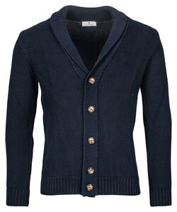 Thomas Maine Cardigan Buttons Structure Knit Pima Cotton Navy