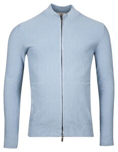 Thomas Maine Cardigan Full Two-Way Zip Structure Knit Piqué Garment Dye Vest Licht Blauw