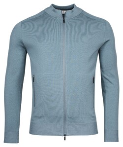 Thomas Maine Cardigan Full Zip Half Milano Knit Vest Grijsblauw