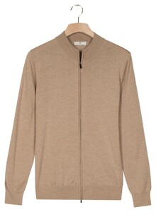 Thomas Maine Cardigan Full Zip Single Knit Subtle Melange Color Merino Wool Vest Licht Beige