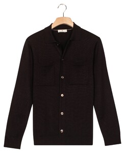 Thomas Maine Cardigan Overshirt Half Milano Knit Vest Navy