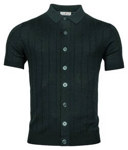 Thomas Maine Cardigan Short Sleeve Striped Knit Dark Green